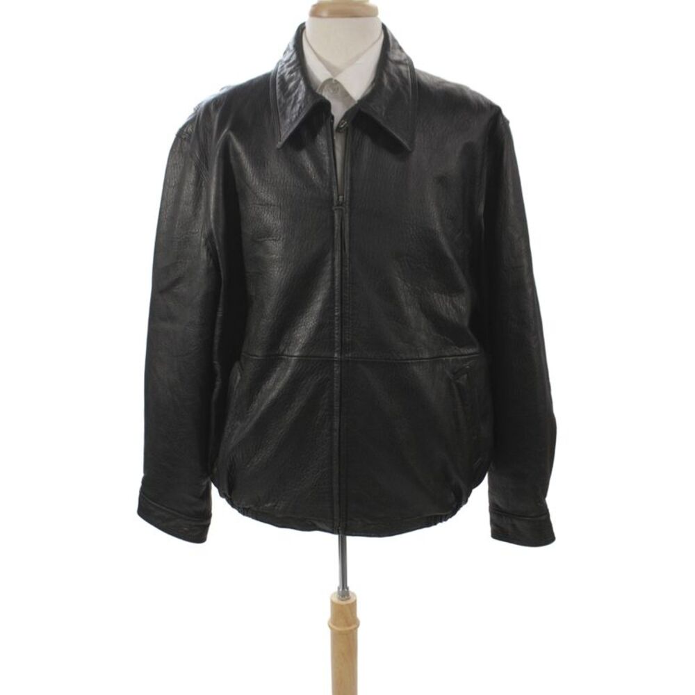 Colebrook Mens Bomber Jacket Leather Black Zip Classic Size XL